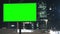 Green screen billboard on a busy highway with traffic, neon lights