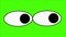 Green screen cartoon animation of glancing eyes.