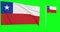 Green screen Chile two flags waving chilean flagpole animation 3d chroma key