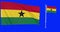 Green screen Ghana two flags waving ghanaian flagpole animation 3d chroma key