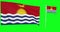 Green screen hiper realistic of Kiribati two flags waving in the wind kiribatian flagpole fluttering with highly detailed fabric t