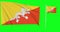 Green screen hiper realistic loop of Bhutan two flags waving in the wind bhutanese flagpole fluttering with highly detailed fabric