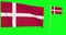 Green screen hiper realistic loop of Denmark two flags waving in the wind danish flagpole fluttering with highly detailed fabric t