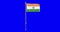 Green screen hiper realistic loop flag of India with flagpole waving in the win