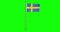 Green screen hiper realistic loop flag of Sweden with flagpole waving in the win