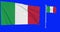 Green screen hiper realistic loop of Italy two flags waving in the wind italian flagpole fluttering with highly detailed fabric te