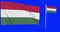 Green screen Hungary two flags waving hungarian flagpole animation 3d chroma key