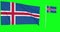 Green screen Iceland two flags waving icelandic flagpole fluttering animation 3d chroma key