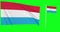 Green screen Luxembourg two flags waving flagpole animation 3d chroma key