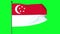 Green screen of The National Flag of Singapore, Singaporean flag, horizontal bicolour of red above white,