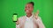Green screen, okay sign and black woman with phone smile for advertising, branding and logo mockup. Technology