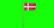 Green screen realistic loop danish flag Denmark with flagpole waving in the win