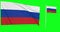 Green screen Russia two flags waving russian flagpole animation 3d chroma key