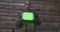 Green screen tablet used by woman army soldier