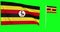 Green screen Uganda two flags waving in the wind ugandan flagpole animation 4k 3d chroma key