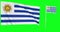 Green screen Uruguay two flags waving in the wind uruguaian uruguayan flagpole animation 4k 3d chroma key