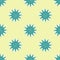 Green Sea urchin icon isolated seamless pattern on yellow background. Vector.