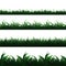 Green seamless grass borders vector set