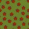 Green seamless pattern with ladybugs. Vector illustration