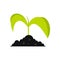 Green seedling in soil icon, flat style