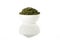 Green sencha tea in white cup