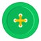 Green sewing button icon isolated