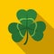 Green shamrock, three leaf clover icon, flat style