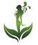 Green shape of beautiful woman icon cosmetic and spa, logo women on white background,