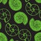 Green shells seamless pattern. Nautical background in neon color. Seashells pattern for textile design
