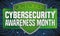 Green Shield over Electronic Circuit for Cybersecurity Awareness Month, Vector Illustration