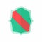 Green shield with red stripe icon, flat style
