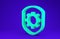 Green Shield with settings gear icon isolated on blue background. Adjusting, service, maintenance, repair, fixing. 3d