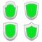 Green shields set with stripes isolated