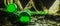 Green shining balls on an alien planet 3d rendering