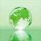 Green shining transparent earth globe