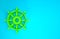 Green Ship steering wheel icon isolated on blue background. Minimalism concept. 3d illustration 3D render