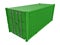 Green shipping container isolated point of view on a white background 3d rendering