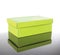 green shoe box reflective black floor