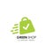 green shop logo design template. shopping bag icon design