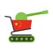 Green Shopping cart with cannon painted China flag