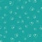 Green Shower head with water drops flowing icon isolated seamless pattern on green background. Vector Illustration