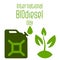 The green sign of the plant, a fuel canister with a sprout. International Biodiesel Day. Template for background, banner
