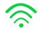 The green signal strength symbol icon for wifi used in computers and desktops white backdrop