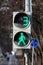 Green signal at the traffic light for pedestrians. Pedestrian traffic is allowed