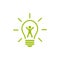 Green silhouette of man with bulb. New idea pictogram. Innovation icon. Brain storm