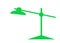 A green silhouette of a table lamp with extendable arm white backdrop