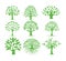 green silhouette tree vector logo design set