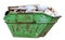 Green skip dumpster for municipal waste or industrial waste, Isolated