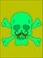 Green skull with bones and mustache