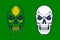 Green skull head mascot vector illustration cartoon style